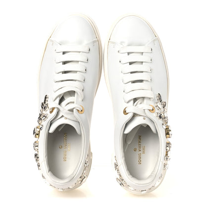 Louis Vuitton Lambskin Swarovski Crystal Monogram Time Out Sneakers 40 White 2 of 10