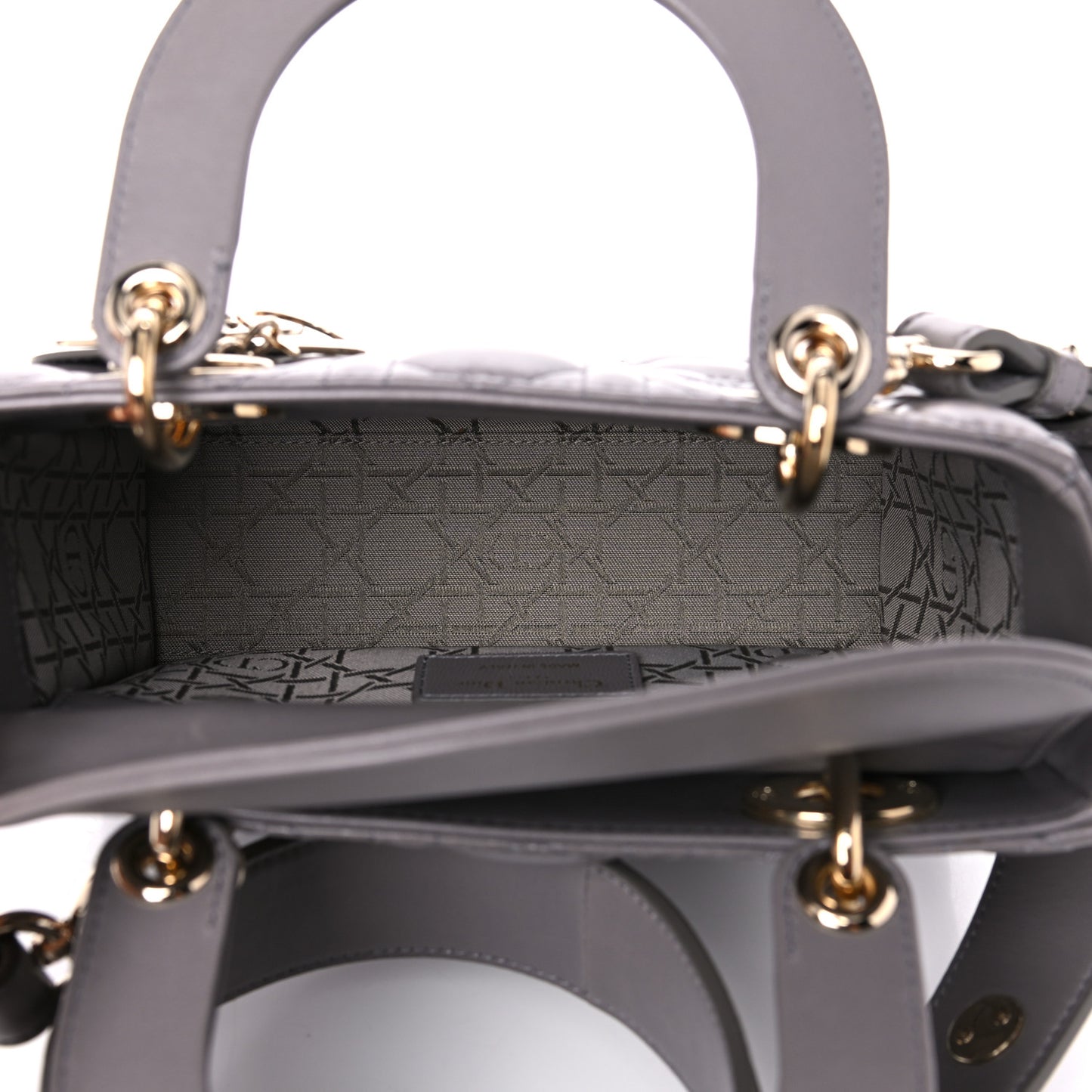 Lambskin Cannage Small Lucky Badges My Lady Dior Grey