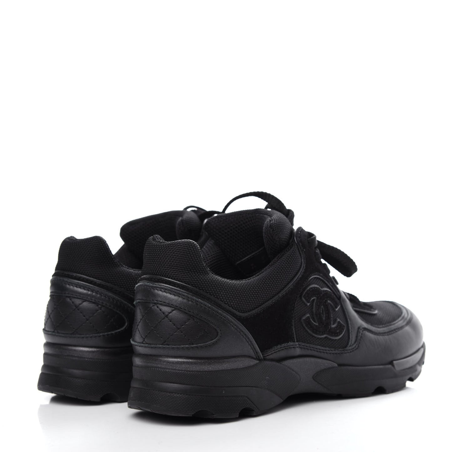 Suede Velvet Lambskin CC Sneakers 37 Black