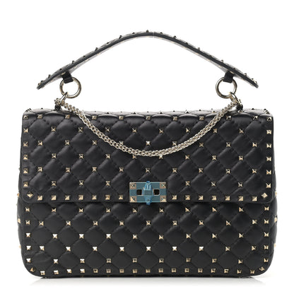 Valentino Garavani Lambskin Large Rockstud Spike Shoulder Bag Black 1 of 12