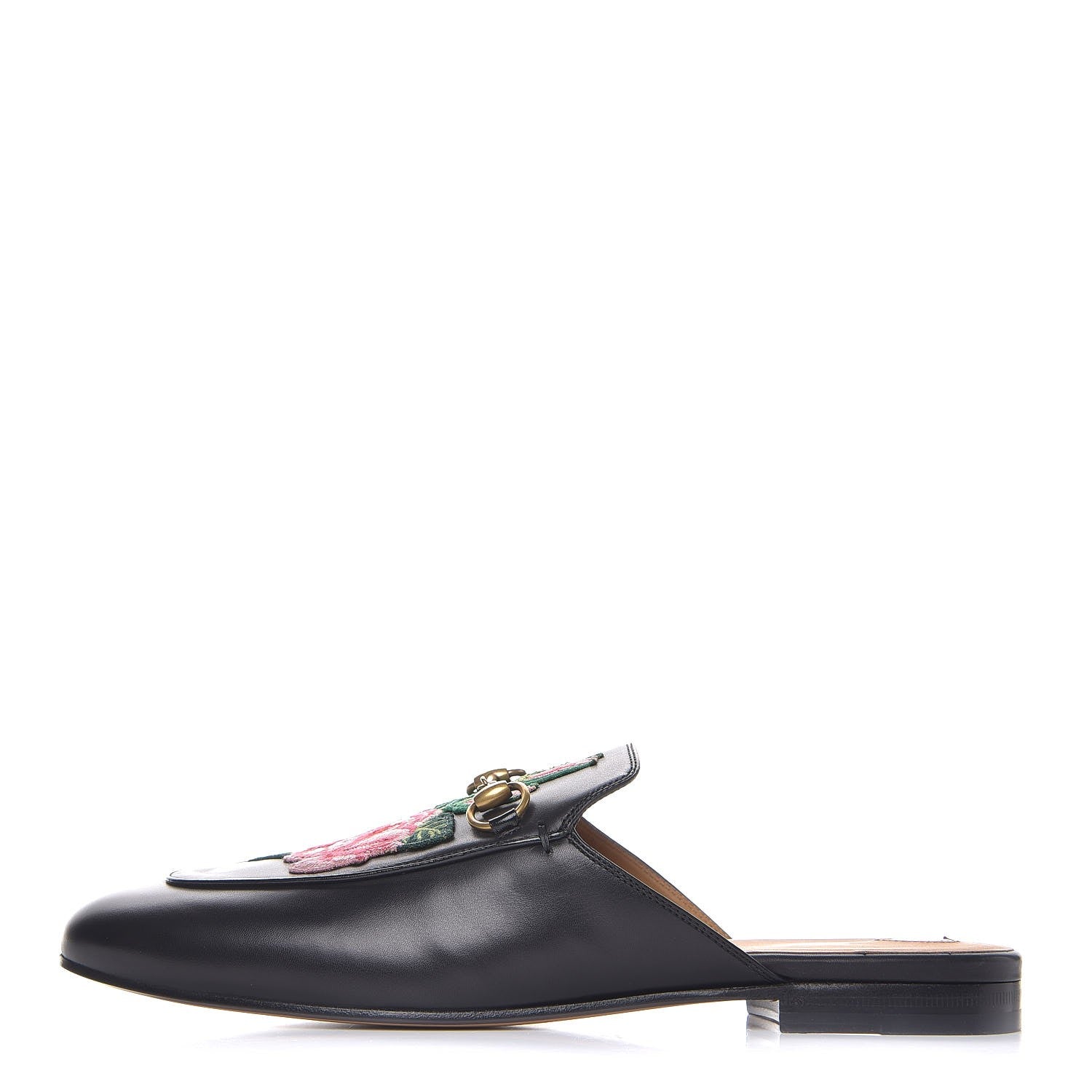 Gucci Calfskin Flower Embroidered Princetown Slippers 40 Black 1 of 11