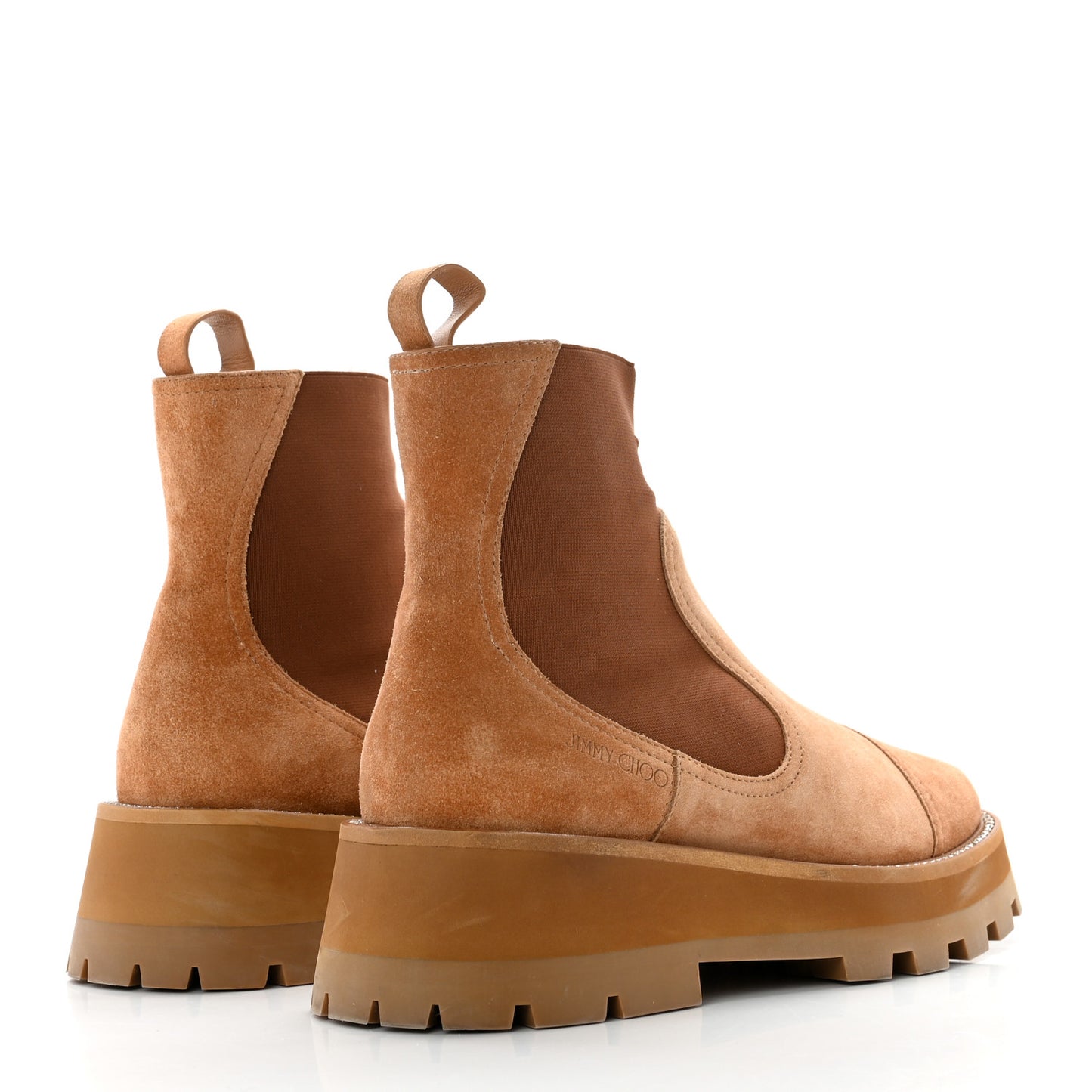 Suede Crystal Clayton Flat Ankle Boots 39.5 Caramel