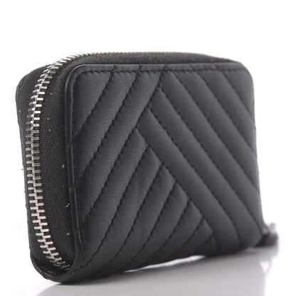 Chanel Lambskin Quilted Crossing Zip Around Coin Purse Black 3 of 10