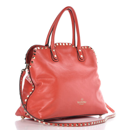 Valentino Garavani Vitello Rockstud Dome Satchel Deep Coral 4 of 16