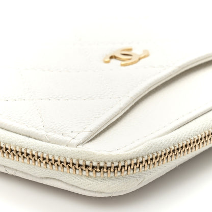 Chanel Caviar Quilted CC Zip Around Card Holder White 12 of 12