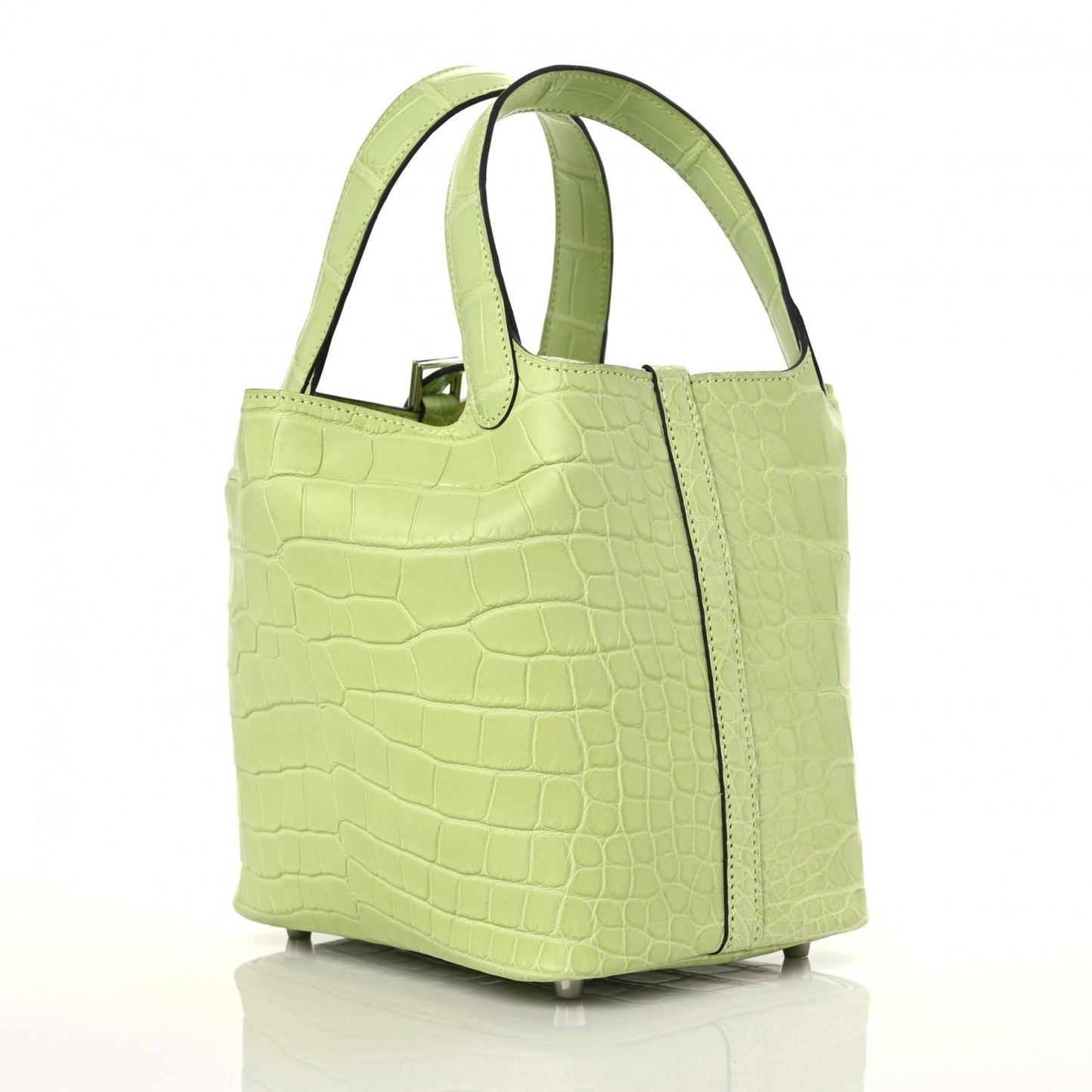 Matte Alligator Picotin Lock 18 Jaune Bourgeon