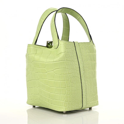 Hermes Matte Alligator Picotin Lock 18 Jaune Bourgeon 3 of 11