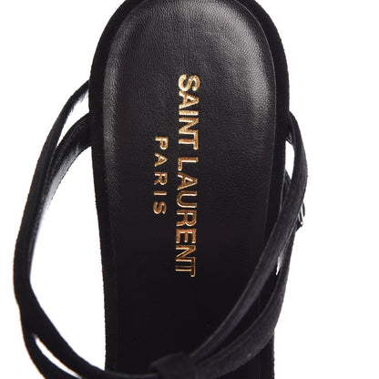 Saint Laurent Kid Scamosciato Jane 105 T Strap Sandals 39 Black 7 of 9
