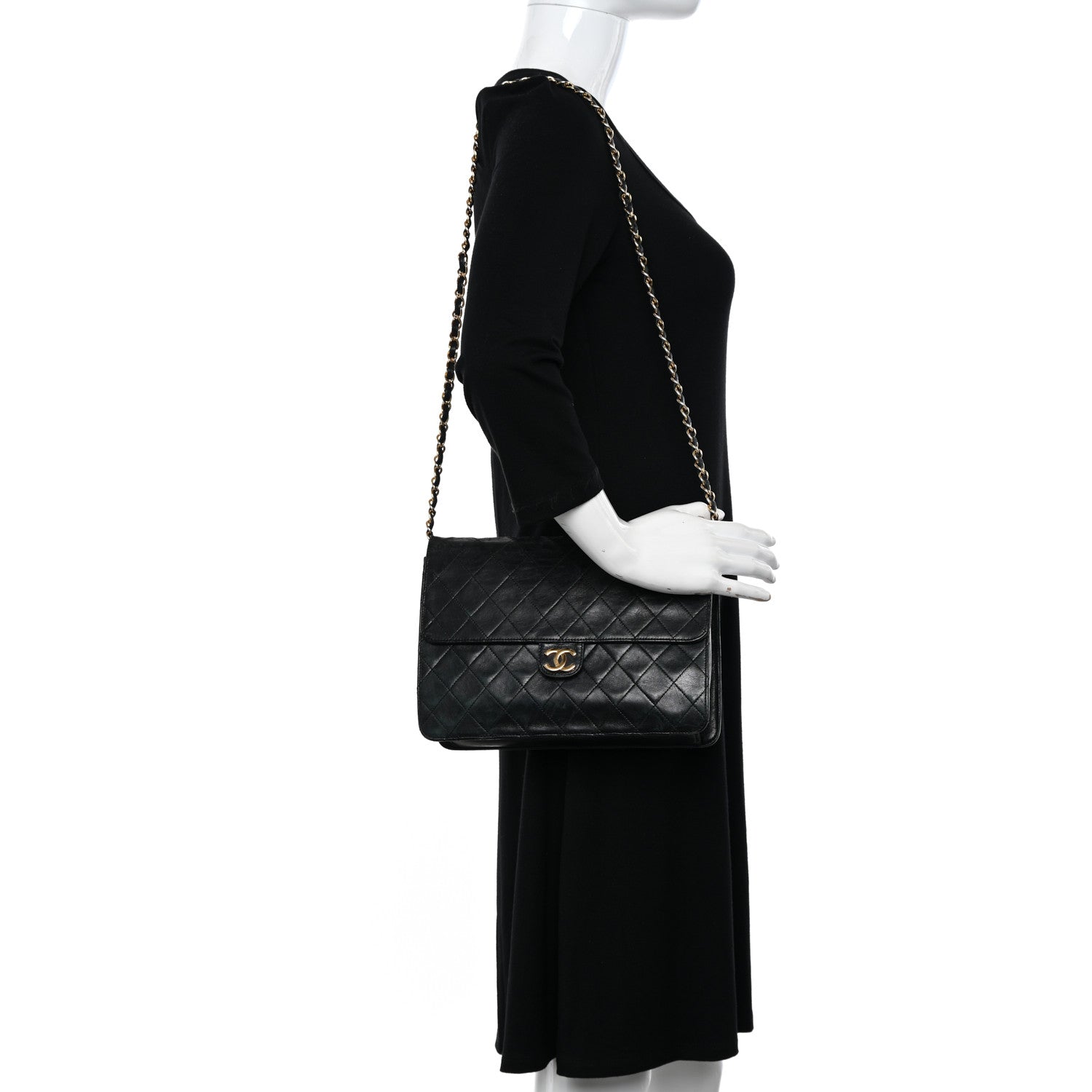 Chanel Lambskin Quilted Jumbo Single Flap Black 2 of 18
