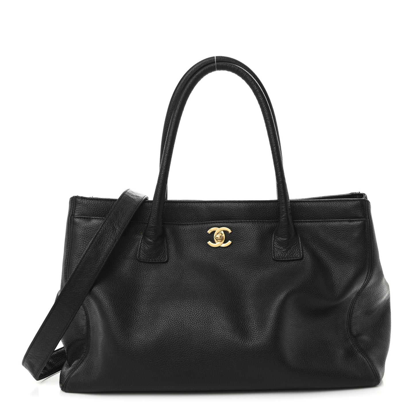 Calfskin Cerf Executive Shopper Tote Black