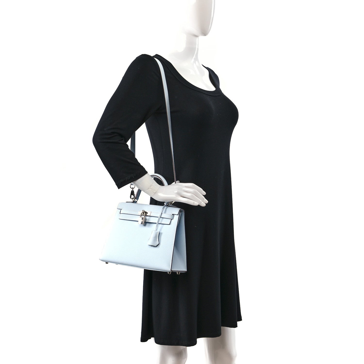 Hermes Epsom Kelly Sellier 25 Bleu Brume 2 of 15