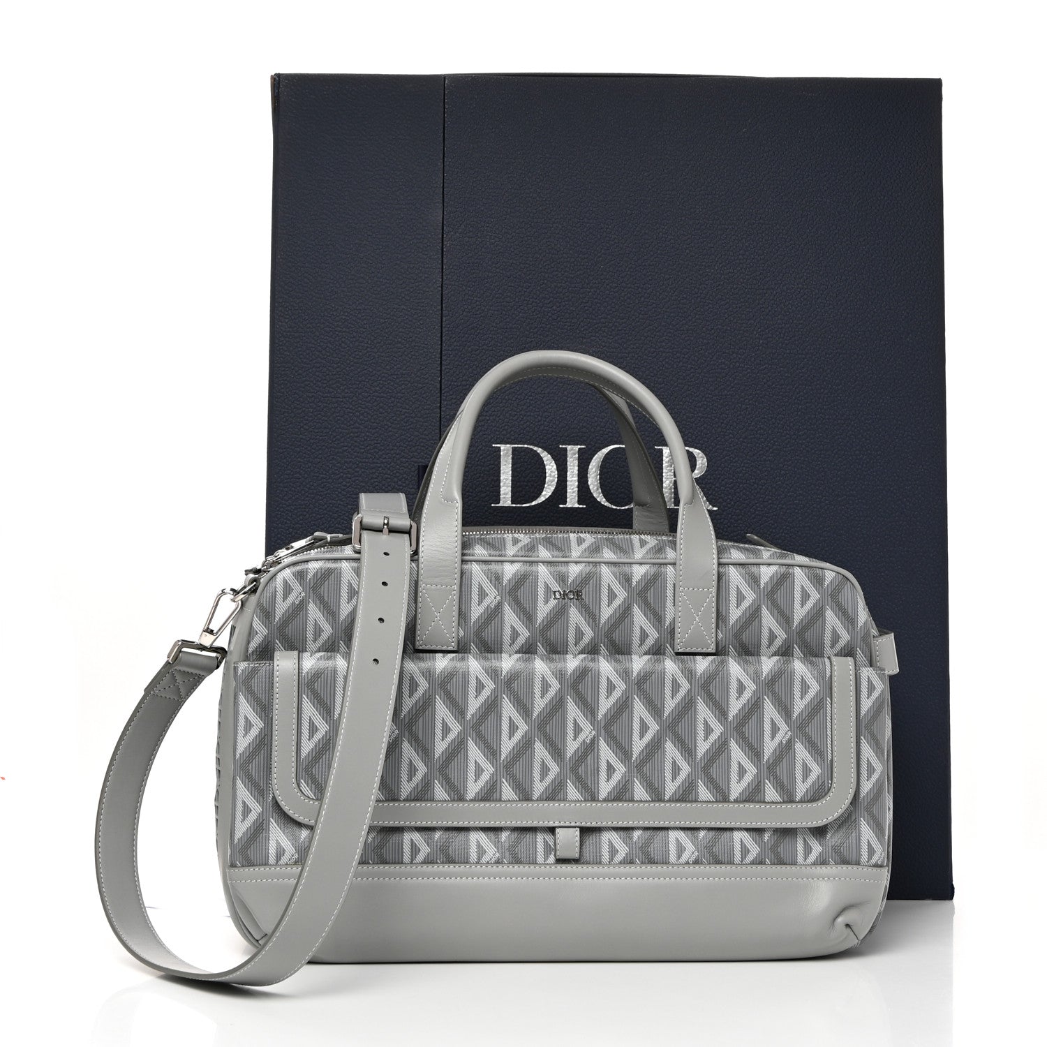Christian Dior CD Diamond Canvas Calfskin Hit The Road Pet Carrier Gray 10 of 10