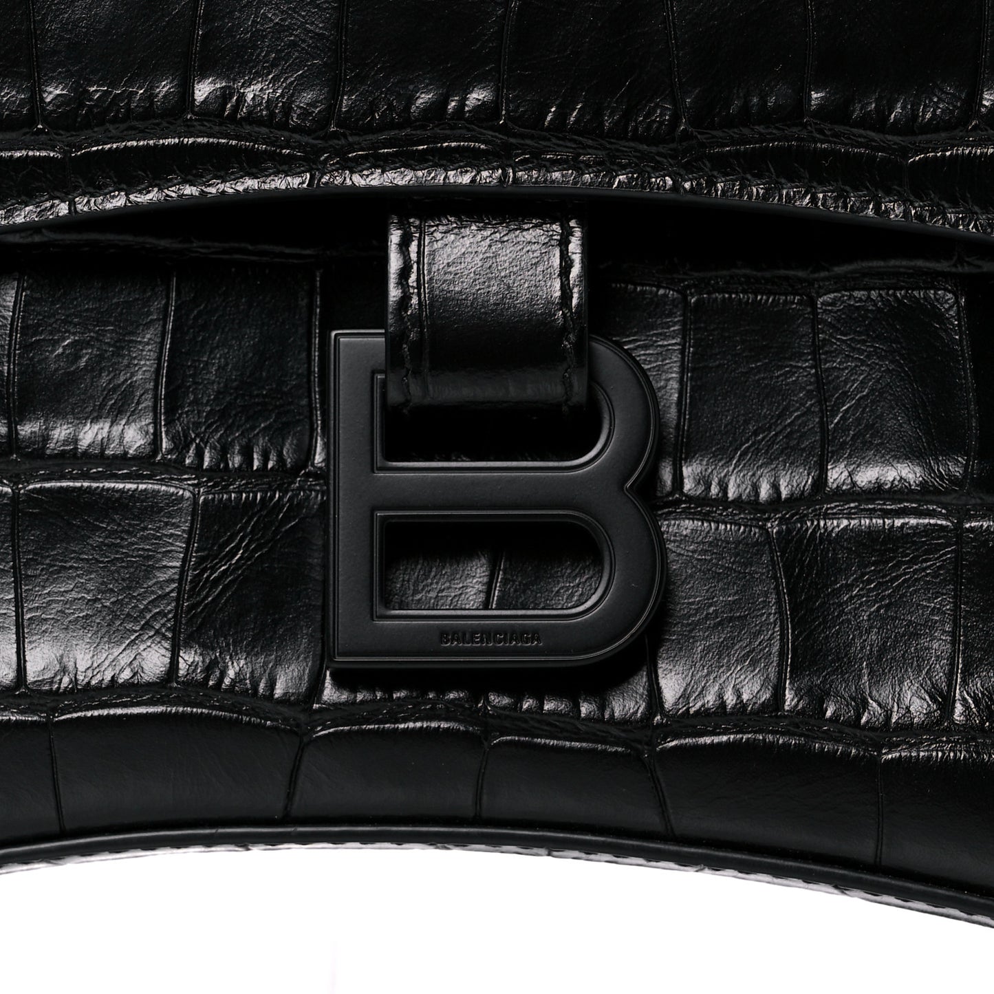 Extra Supple Calfskin Crocodile Embossed Monochrome XS Downtown Shoulder Bag Black