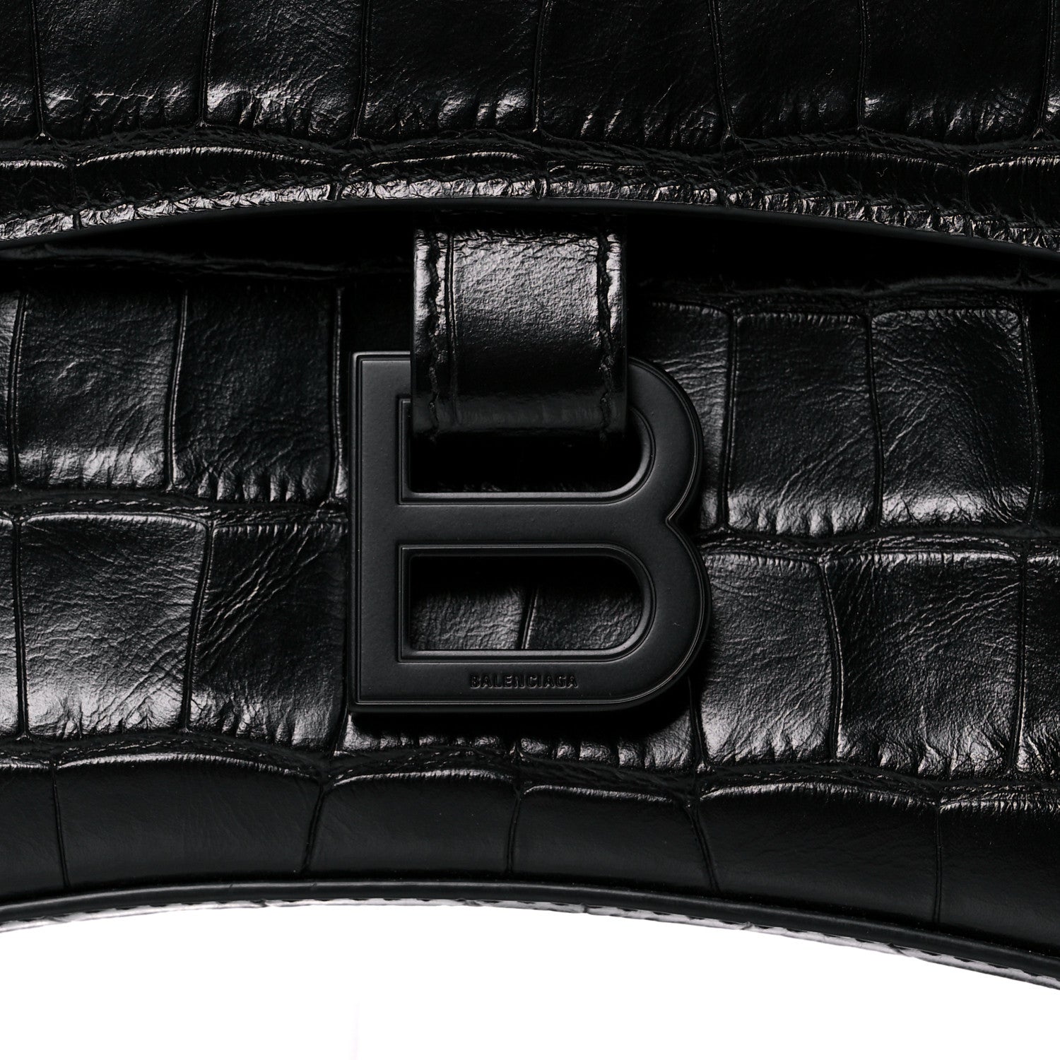 Balenciaga Extra Supple Calfskin Crocodile Embossed Monochrome XS Downtown Shoulder Bag Black 12 of 12