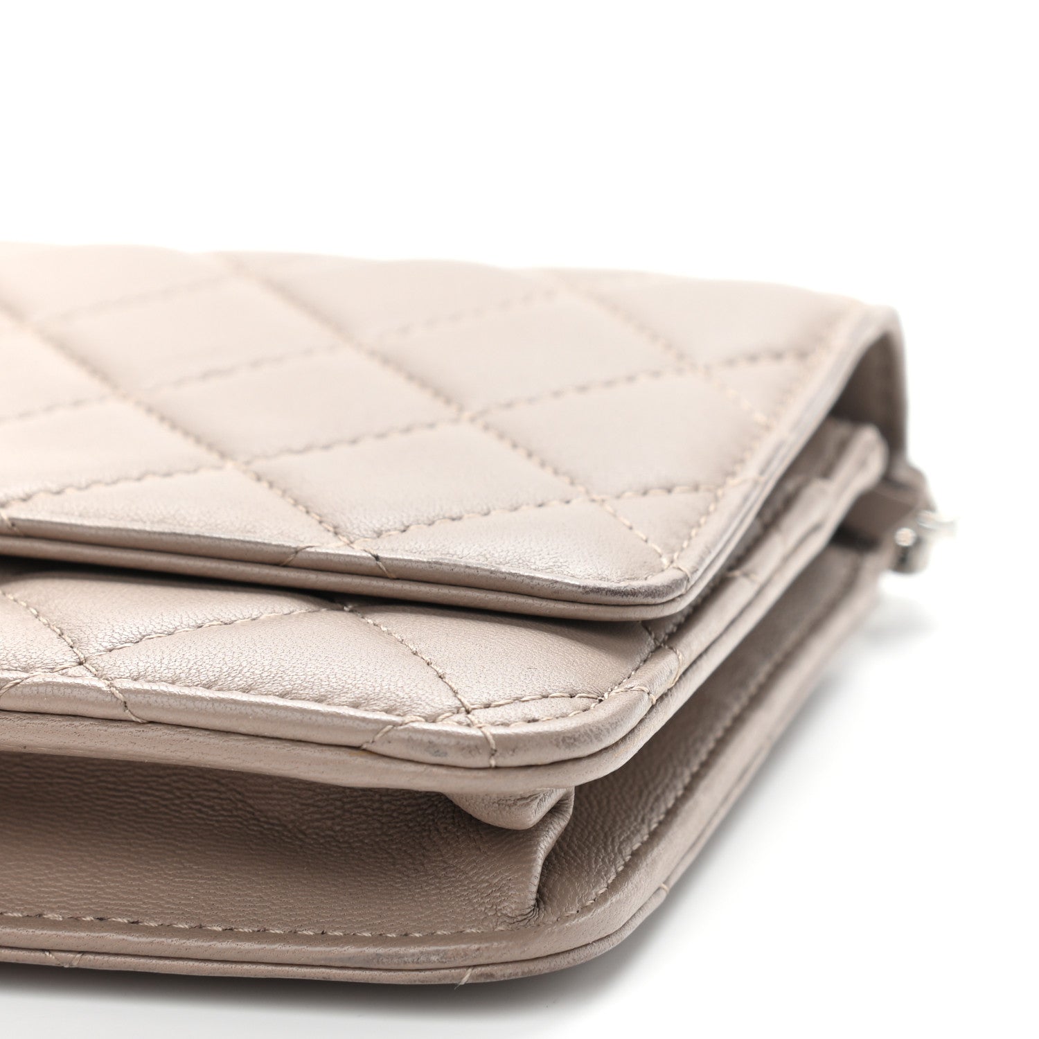 Chanel Lambskin Quilted Wallet on Chain WOC Taupe 11 of 13