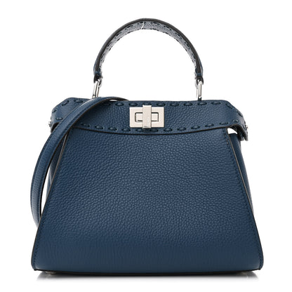 Fendi Cuoio Romano Selleria Macro Stitchings Mini Peekaboo Iconic Satchel Placca Argento 1 of 11