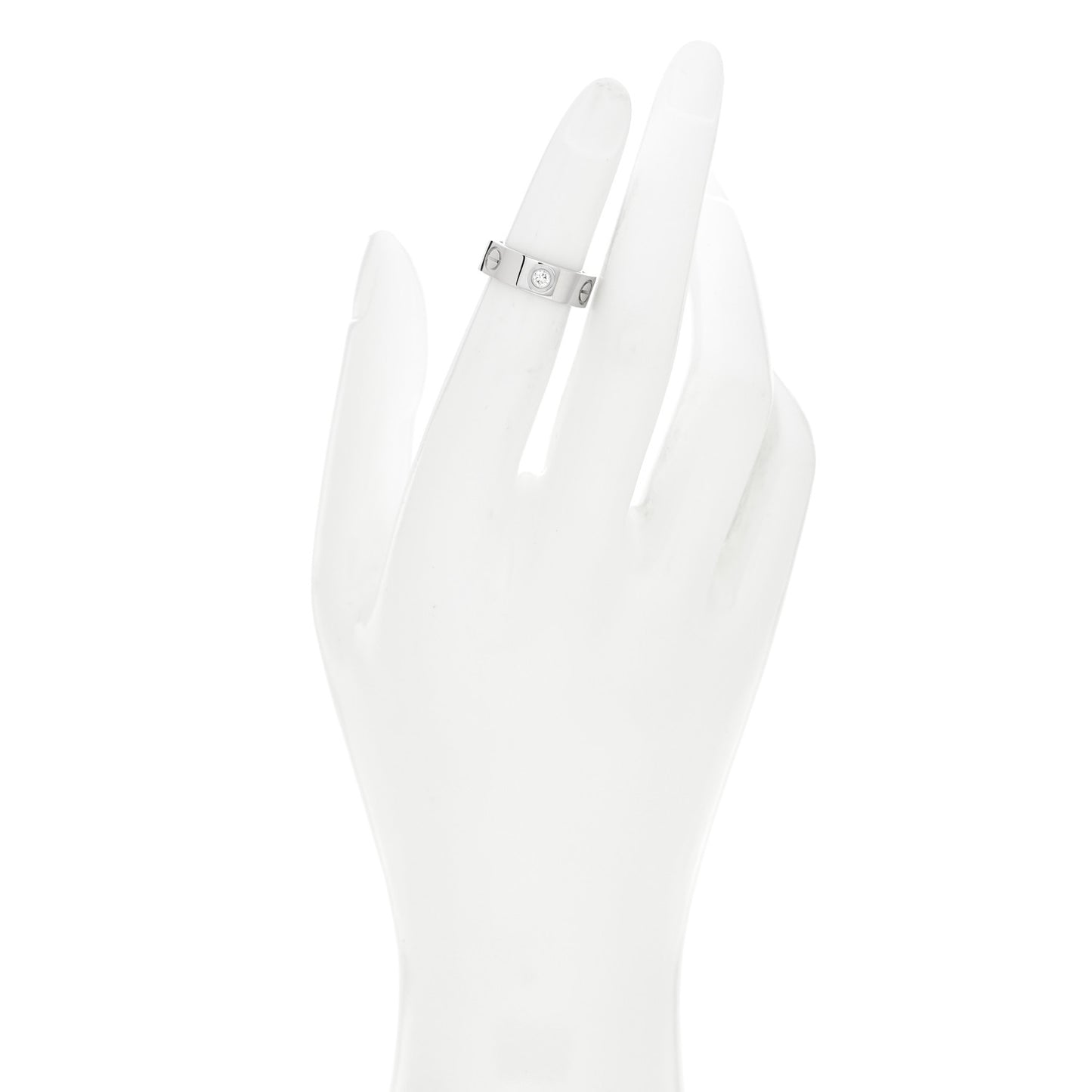 18K White Gold 3 Diamond 5.5mm LOVE Ring 46 3.75