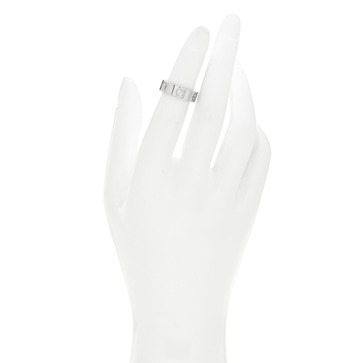 Cartier 18K White Gold 3 Diamond 5.5mm LOVE Ring 46 3.75 2 of 5