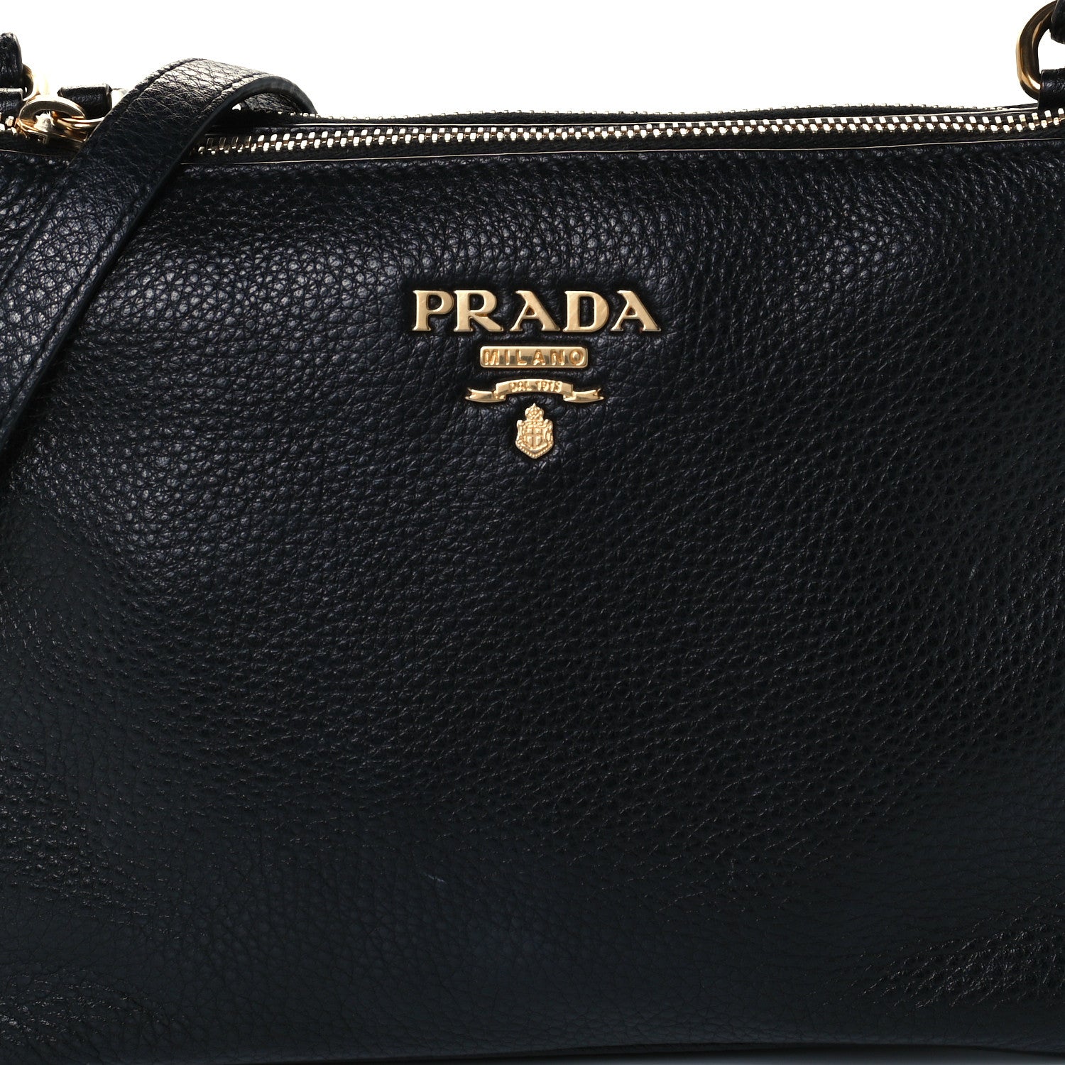 Prada Vitello Daino Double Zip Crossbody Bag Black 12 of 12