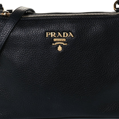 Prada Vitello Daino Double Zip Crossbody Bag Black 12 of 12