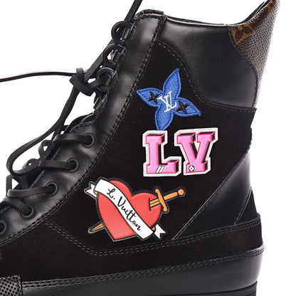 Louis Vuitton Suede Calfskin Monogram LV Black Heart Laureate Platform Desert Boots 40 Black 14 of 15