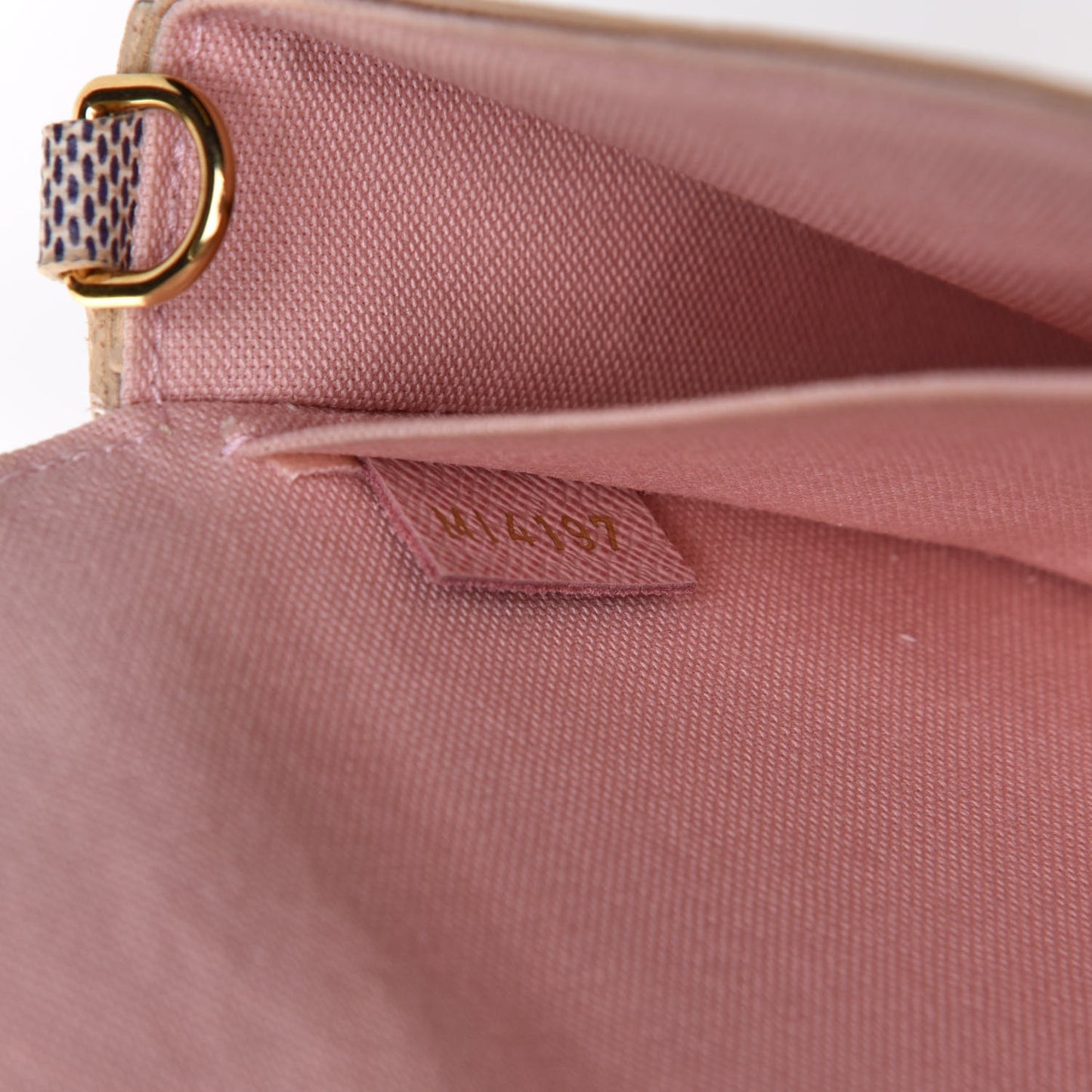 Damier Azur Pochette Felicie Chain Wallet Rose Ballerine