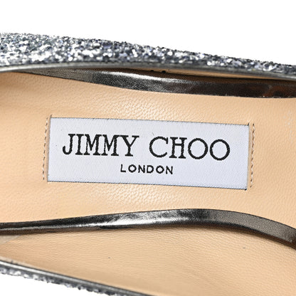 Jimmy Choo Coarse Glitter Degrade Pointy Toe Romy 100 Pumps 37.5 Navy Silver 10 of 11