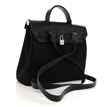 Hermes Toile Vache Calfskin Herbag 30 PM Backpack Black 5 of 11