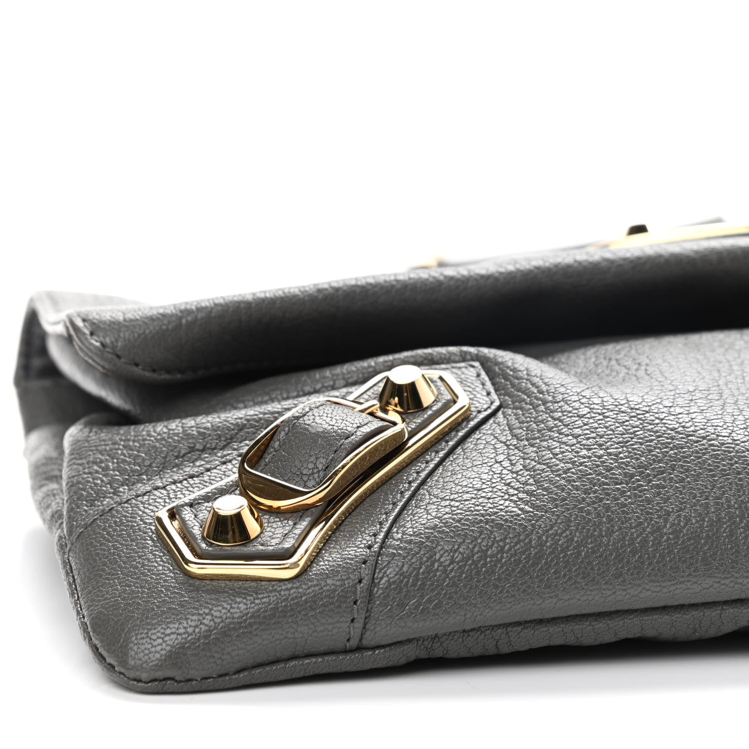 Balenciaga Chevre Gold Metallic Edge Hardware Envelope Clutch Gris Acier 10 of 11