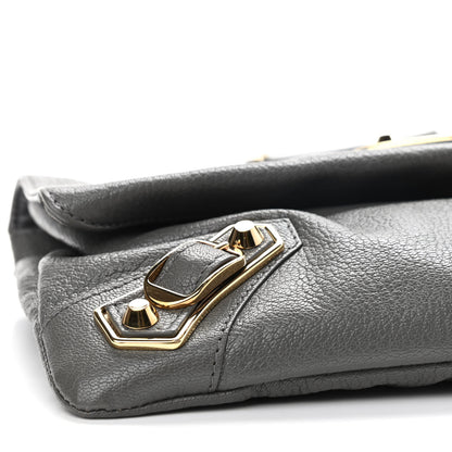 Balenciaga Chevre Gold Metallic Edge Hardware Envelope Clutch Gris Acier 10 of 11