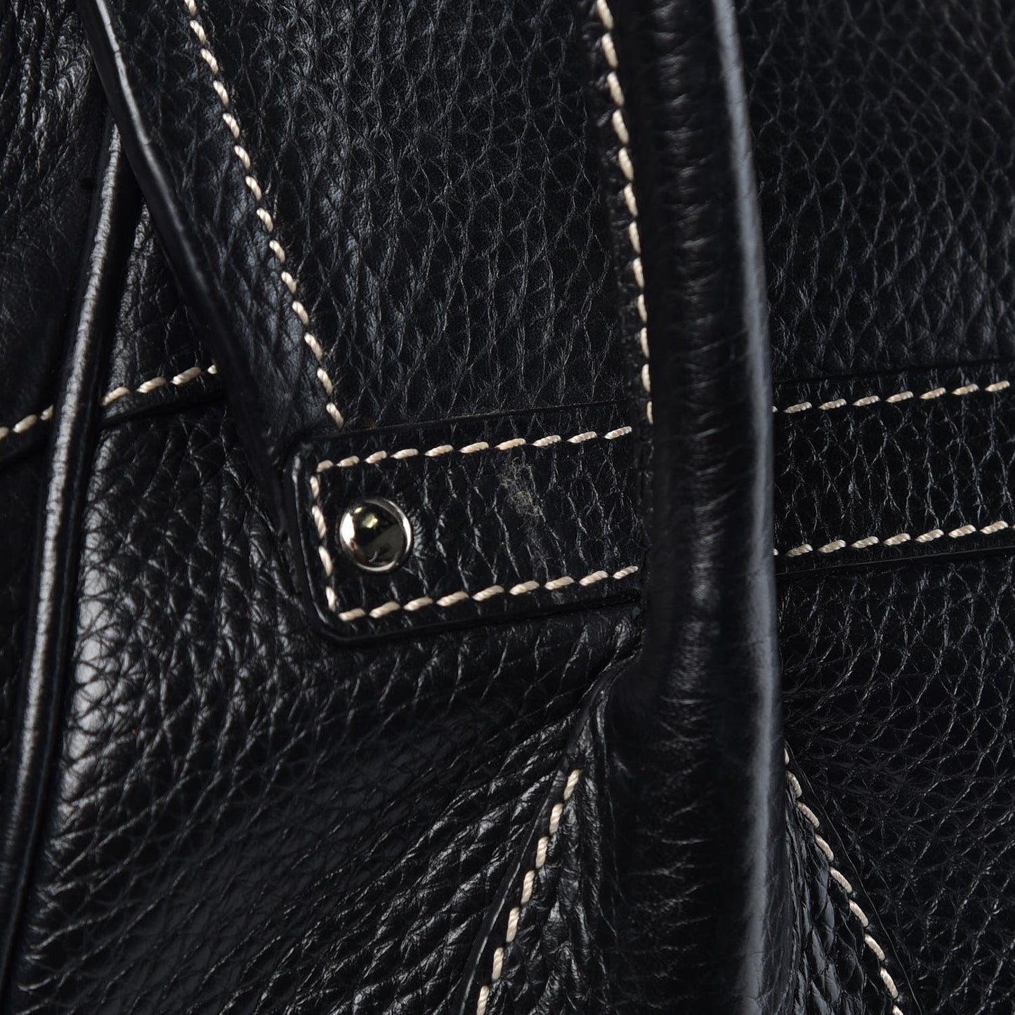 Vitello Daino Stripe Shoulder Bag Black