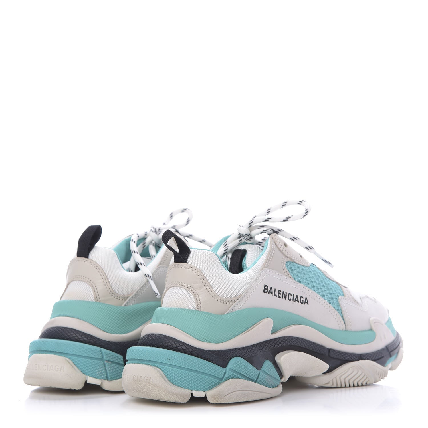 Balenciaga Fabric Mesh Womens Triple S Sneakers 38 White Green Grye 4 of 10