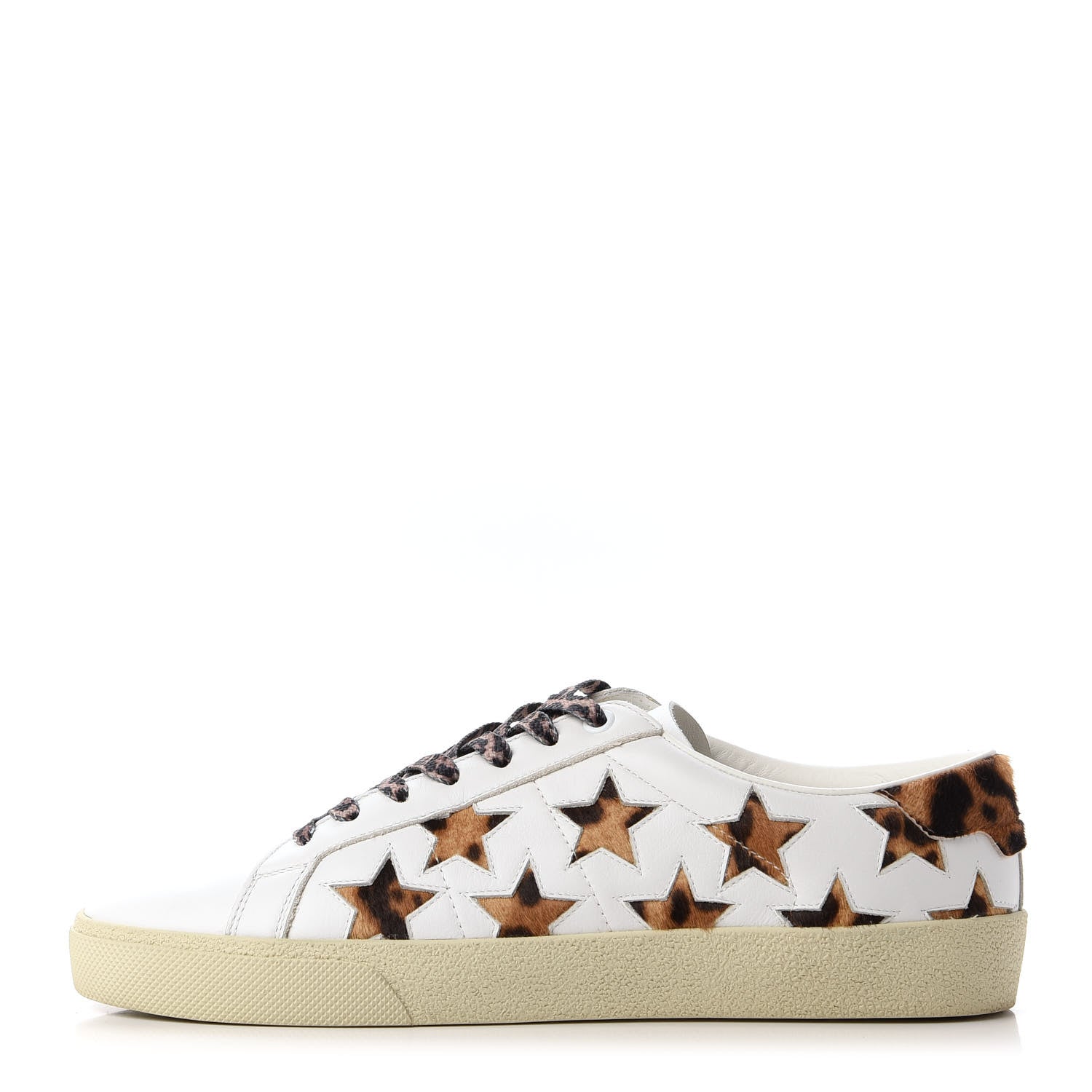 Saint Laurent Calfskin Pony Hair Star Court Sneakers 40 White 1 of 9