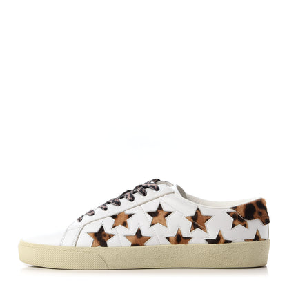 Saint Laurent Calfskin Pony Hair Star Court Sneakers 40 White 1 of 9