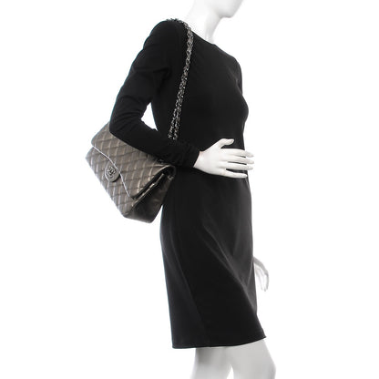 Chanel Metallic Lambskin Quilted Jumbo Double Flap Bronze 2 of 7