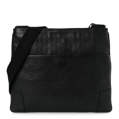 Gucci Guccissima Flat Messenger Bag Black 1 of 11