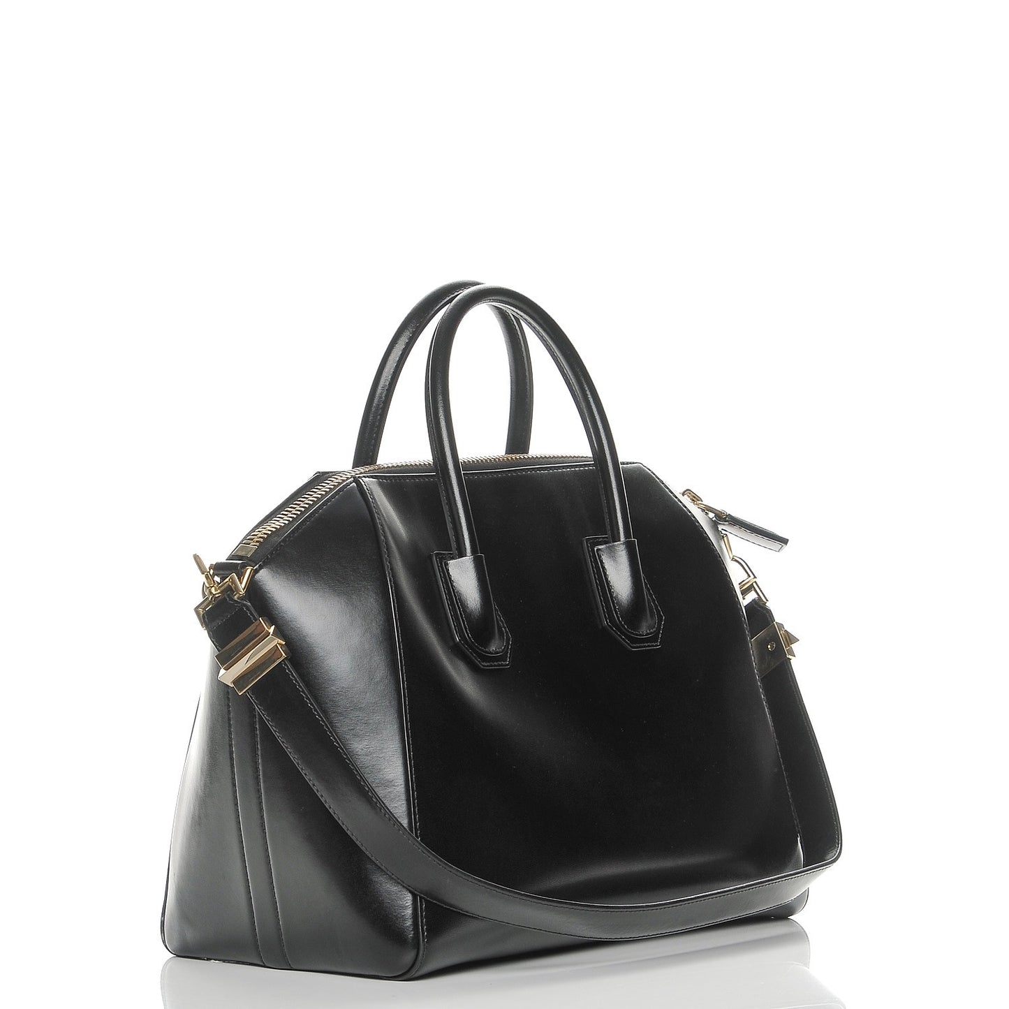 Shiny Lord Calfskin Medium Antigona Black
