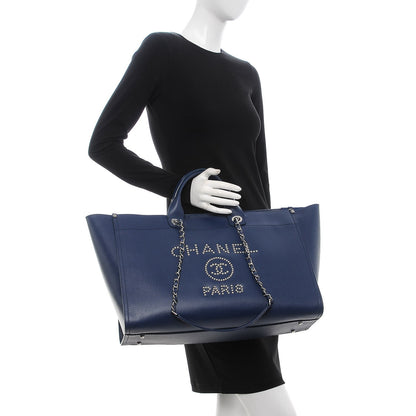 Chanel Caviar Extra Large Studded Deauville Tote Navy 3 of 8