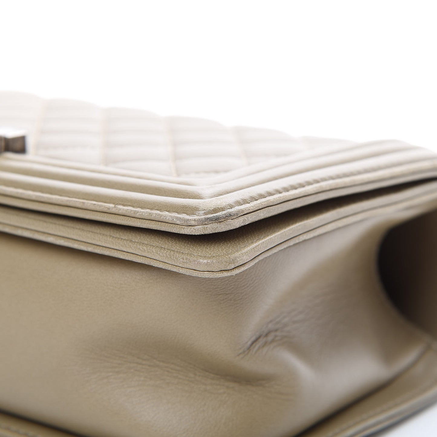 Lambskin Quilted Medium Boy Flap Khaki