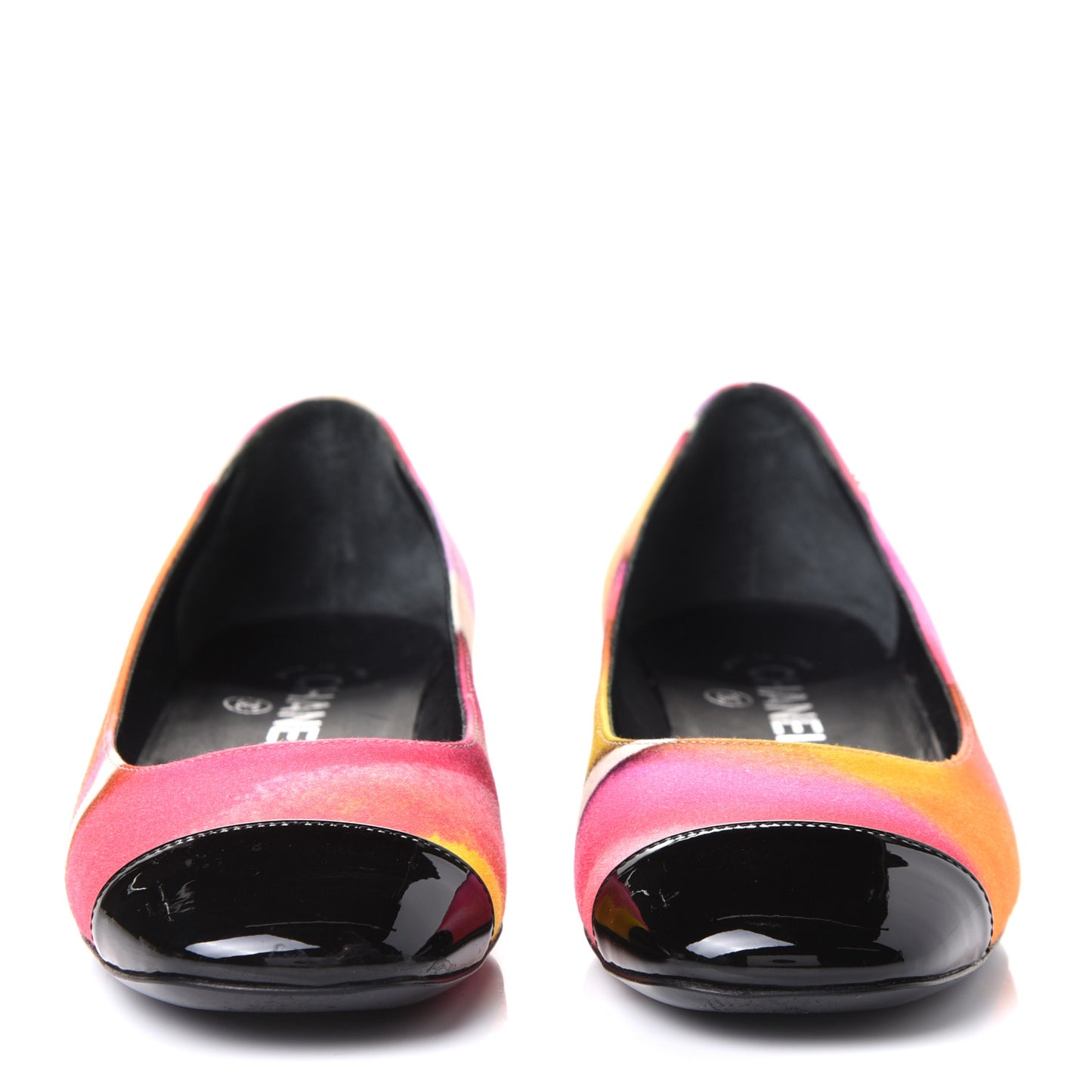 Fabric Patent Printed CC Cap Toe Ballerina Flats 36 Multicolor