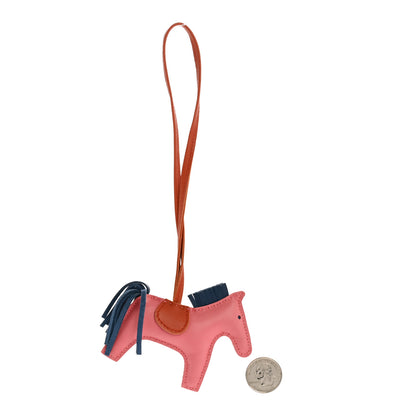 Hermes Milo Lambskin Grigri Rodeo Bag Charm PM Rose Azalee Cornaline Bleu De Malte 2 of 5