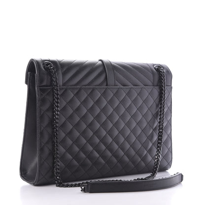 Saint Laurent Grain De Poudre Large Tri-Quilt Monogram Satchel Black 3 of 8