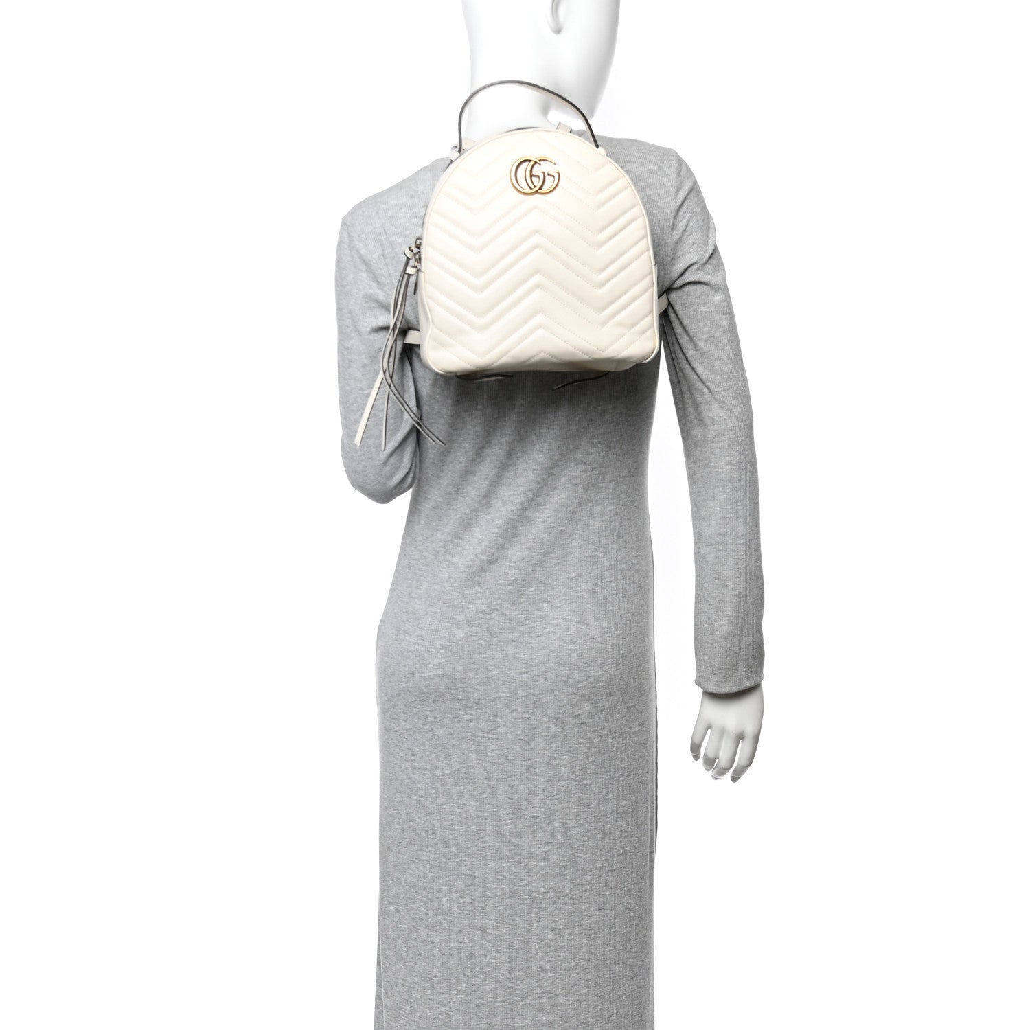 Gucci Calfskin Matelasse GG Marmont Dome Backpack White 2 of 14