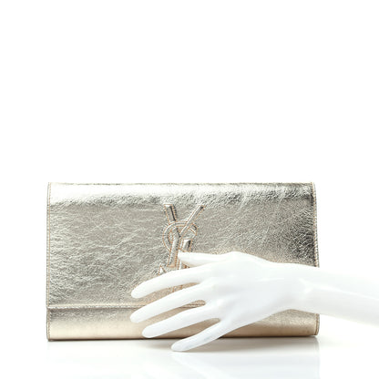 Saint Laurent Metallic Calfskin Monogram Large Belle De Jour Clutch Gold 2 of 7