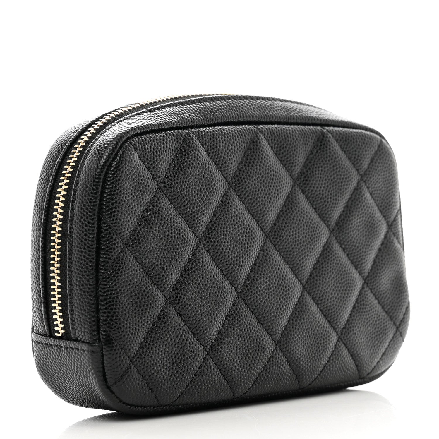 Chanel Caviar Quilted Small Curvy Pouch Cosmetic Case Black 3 of 8
