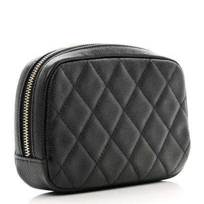Chanel Caviar Quilted Small Curvy Pouch Cosmetic Case Black 3 of 8