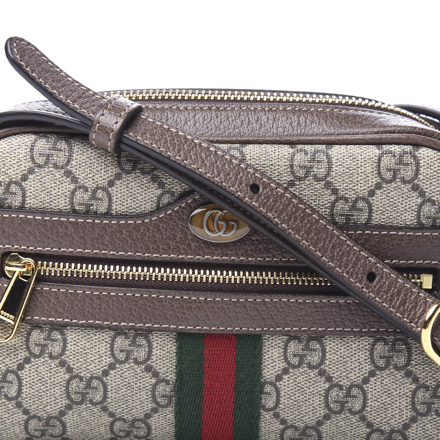 GG Supreme Monogram Web Mini Ophidia Shoulder Bag Brown