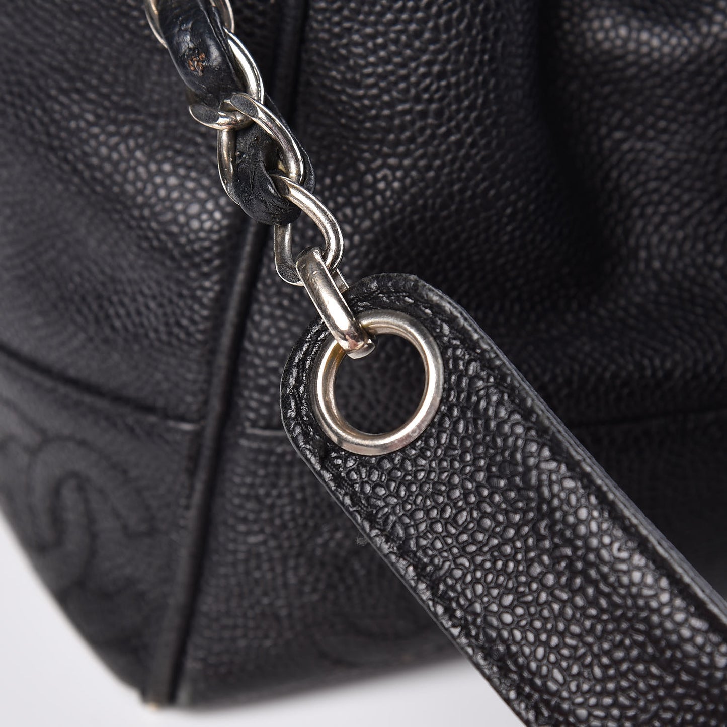 Caviar Drawstring Shoulder Bag Black