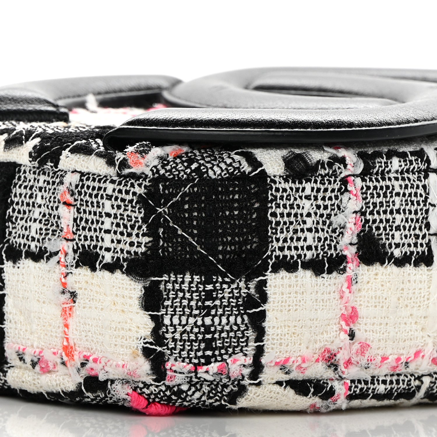 Chanel Tweed Lambskin Quilted Coco Midnight Camera Case White Black Multicolor 9 of 12