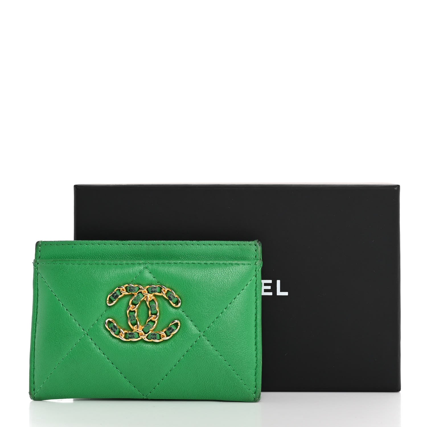 Chanel Lambskin Quilted Chanel 19 Card Holder Green 15 of 15